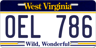 WV license plate OEL786