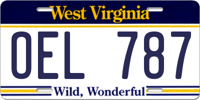 WV license plate OEL787