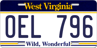 WV license plate OEL796