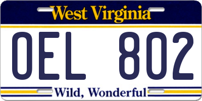 WV license plate OEL802