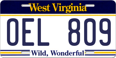 WV license plate OEL809