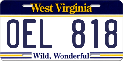 WV license plate OEL818