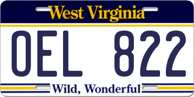 WV license plate OEL822