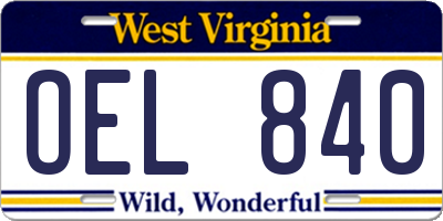WV license plate OEL840