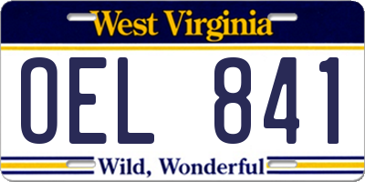 WV license plate OEL841