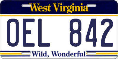 WV license plate OEL842