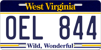 WV license plate OEL844