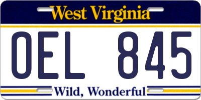 WV license plate OEL845
