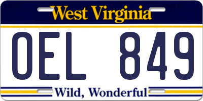 WV license plate OEL849