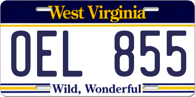 WV license plate OEL855