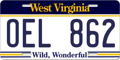 WV license plate OEL862