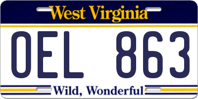WV license plate OEL863