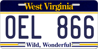 WV license plate OEL866