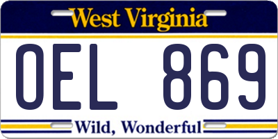 WV license plate OEL869