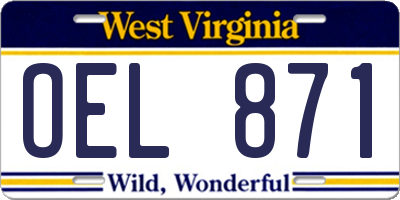 WV license plate OEL871