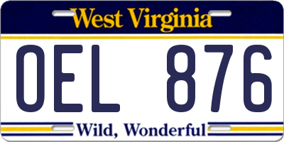 WV license plate OEL876
