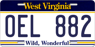 WV license plate OEL882