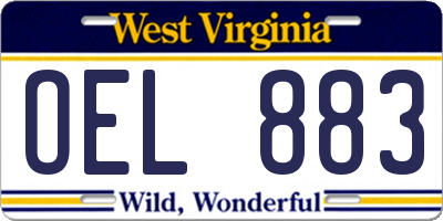 WV license plate OEL883