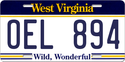 WV license plate OEL894
