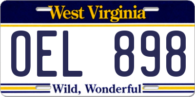 WV license plate OEL898