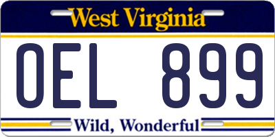WV license plate OEL899