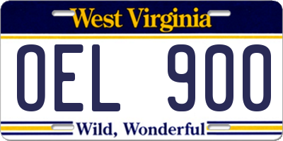WV license plate OEL900