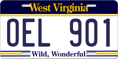 WV license plate OEL901