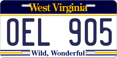 WV license plate OEL905
