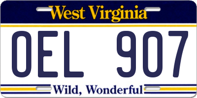 WV license plate OEL907