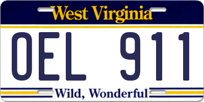 WV license plate OEL911