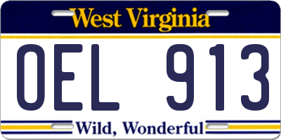 WV license plate OEL913