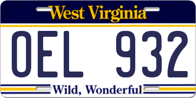 WV license plate OEL932