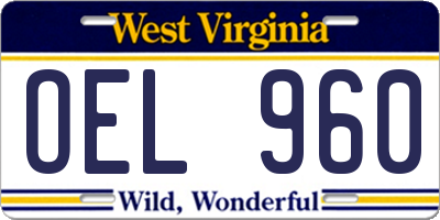 WV license plate OEL960