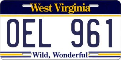WV license plate OEL961