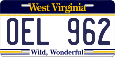 WV license plate OEL962