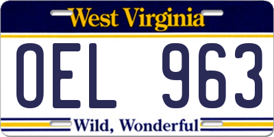 WV license plate OEL963