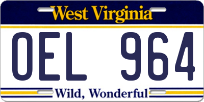 WV license plate OEL964