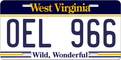 WV license plate OEL966