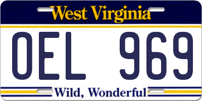 WV license plate OEL969