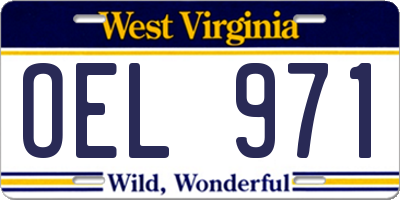 WV license plate OEL971