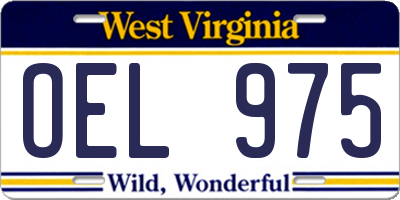 WV license plate OEL975