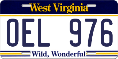 WV license plate OEL976