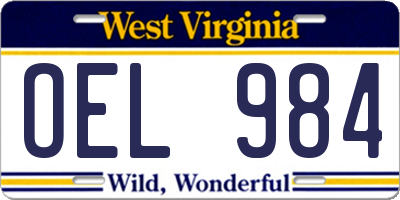 WV license plate OEL984