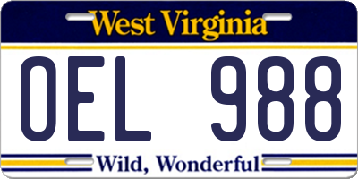 WV license plate OEL988