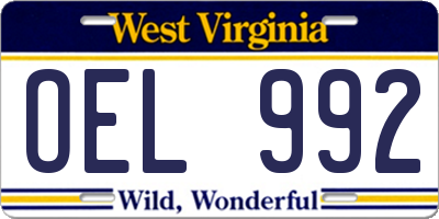WV license plate OEL992