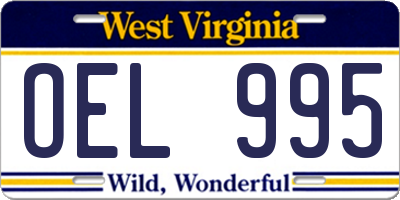 WV license plate OEL995