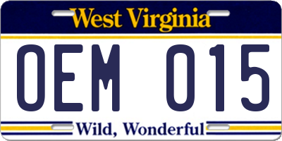 WV license plate OEM015