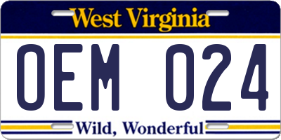 WV license plate OEM024
