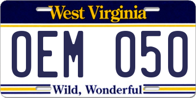 WV license plate OEM050