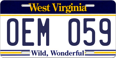 WV license plate OEM059